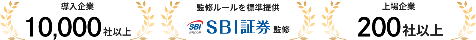 導入企業10,000社以上・SBI証券監修ルールを標準提供・上場企業200社以上ご利用