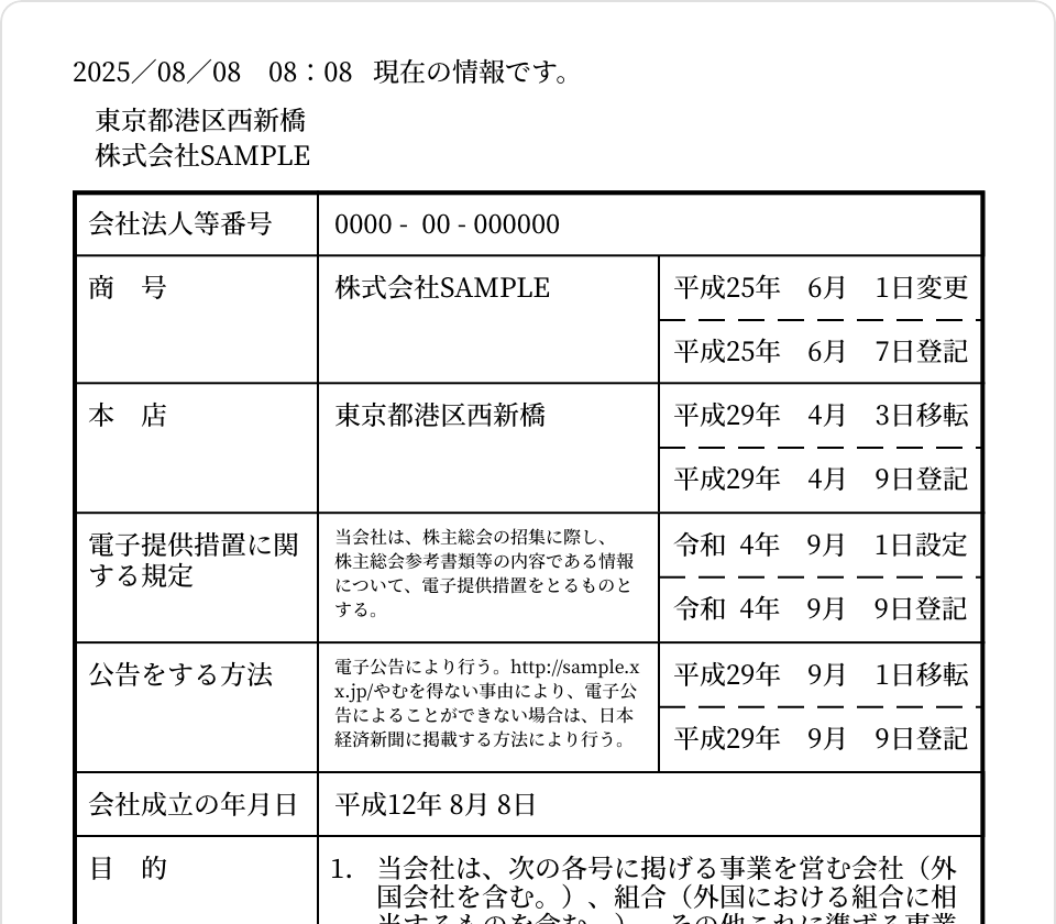 登記簿情報